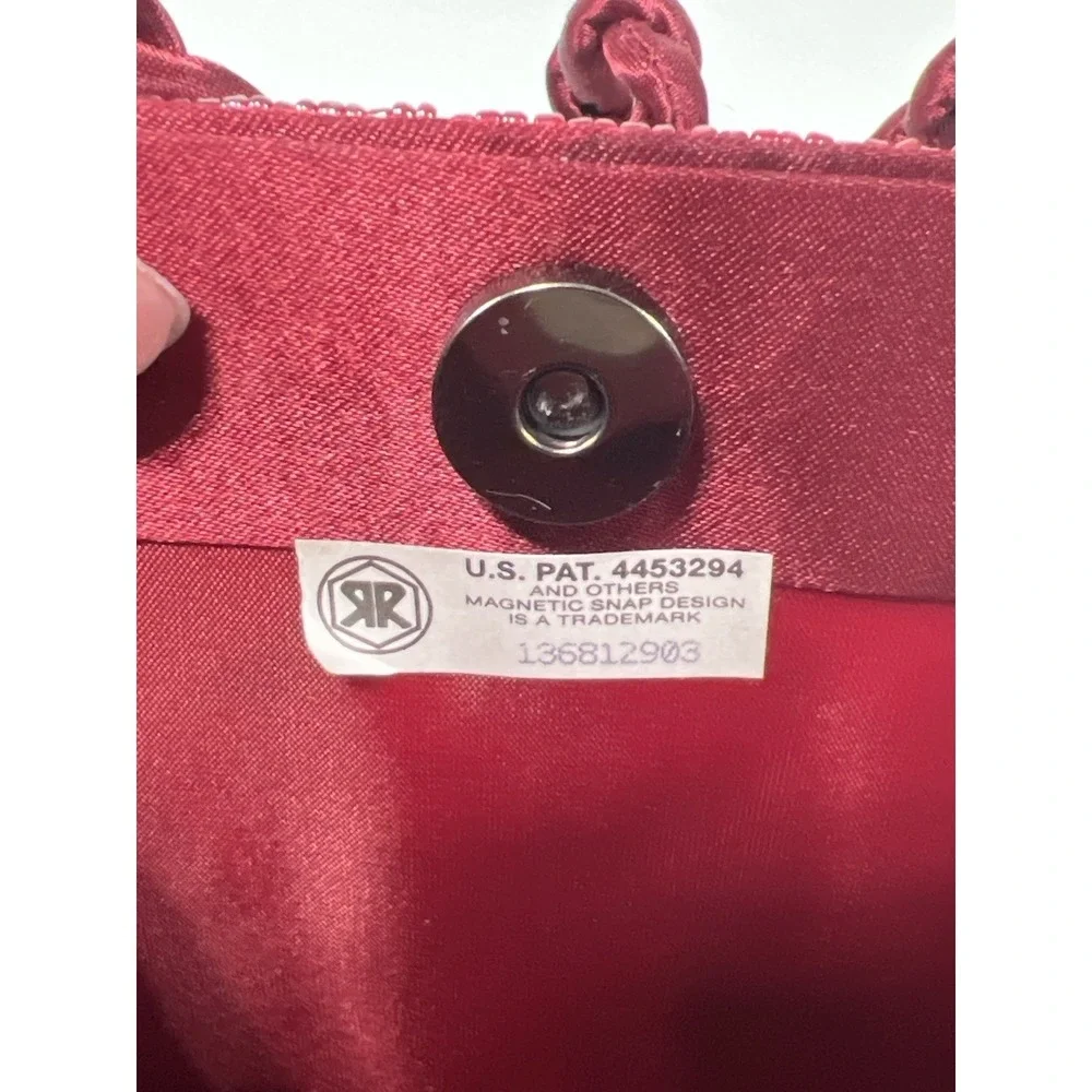 Vintage 80s Red Satin Beaded Evening Bag‎ Box Clutch Formal Purse